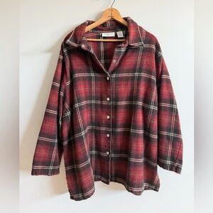 Wool blend plaid shacket